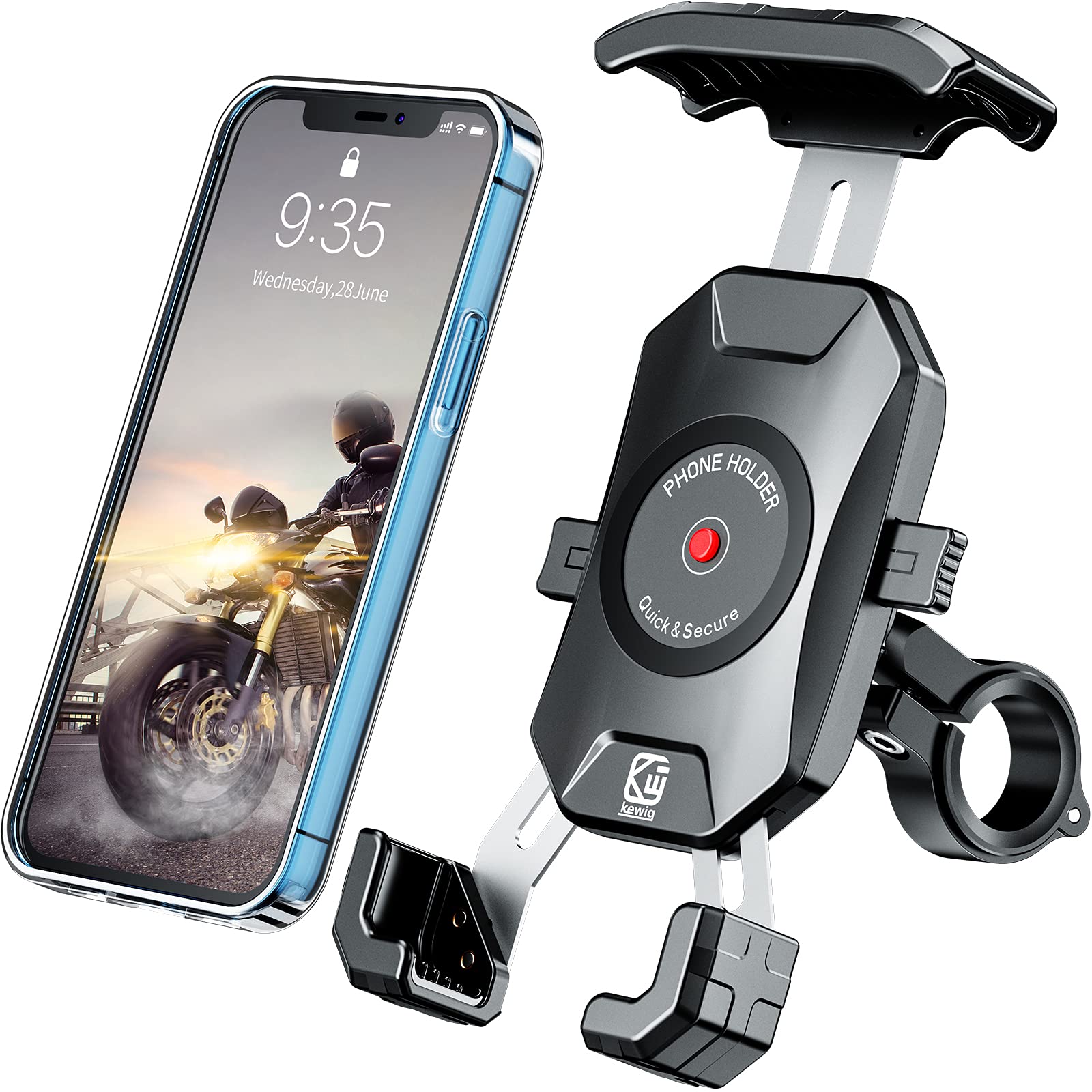 BRCOVAN Handyhalterung Motorrad, Handyhalter Fahrrad, Knopf-Automatikverriegelung 360 Drehung Outdoor Lenker Handy Halterung für 4-7 Zoll Smartphone