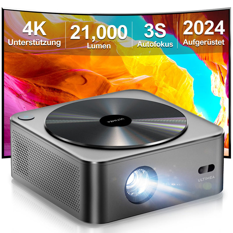Ultimea Beamer Full HD 1080P Native mit Autofokus und 6D Trapezkorrektur, Beamer 4K Heimkino Unterstützt 700 ANSI 21000 Lumen, 5G WiFi Projektor Bluetooth, Outdoor Projektor für iOS/Android/TV Stick