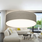 B.K.Licht - Deckenlampe mit Lampenschirm aus Stoff, E27 Fassung, max. 40 Watt, Deckenleuchte, Lampe, Wohnzimmerlampe, Schlafzimmerlampe, Küchenlampe, Deckenbeleuchtung, 38x10 cm, Taupe