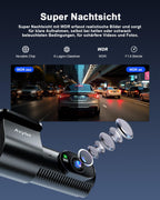 Avylet 4K+1080P Dashcam Auto Vorne Hinten, 5GHz Wi-Fi/APP Mini Dual Auto Kamera,1,5″ IPS, Unterstützt Externes GPS-Modul, Parküberwachung, Super Nachtsicht, WDR, 170°Weitwinkel, G-Sensor, Max 256GB
