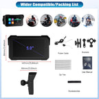 Motorcycle GPS CarPlay Screen with Motorcycle Design Holder, Wireless Carplay and Android Car, Portable Waterproof 5 Inch Touchscreen Motorcycle GPS CarPlay Screen Supports Bluetooth, Siri