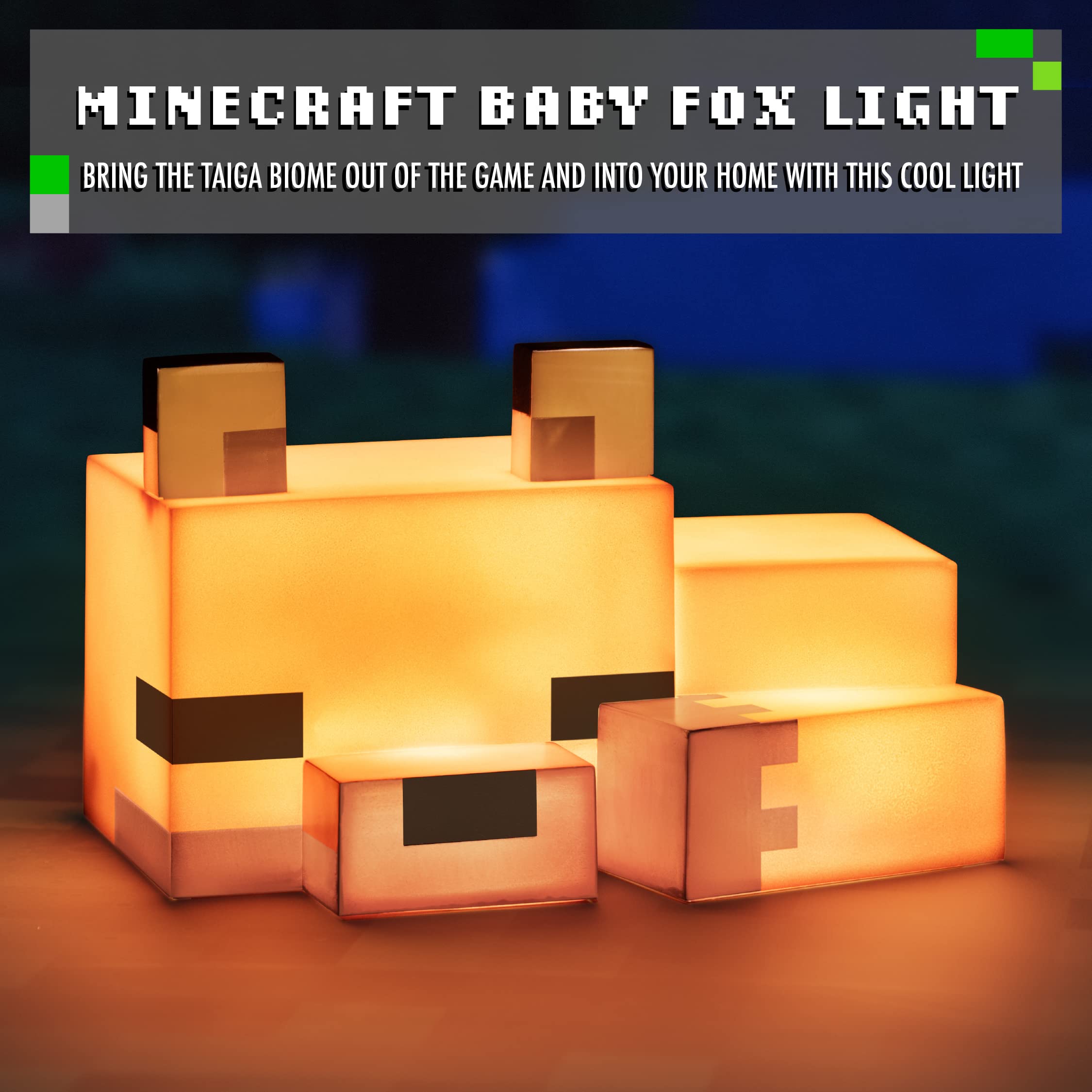 Minecraft Fuchs Nachtlicht - Offiziell lizenziert, Süße Lampe, Geschenk für Jungs & Mädchen, Gaming-Zimmerzubehör & Deko fürs Kinderzimmer, Bunt