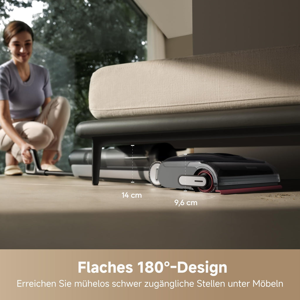 dreame H15 Pro Nass- und Trockensauger, GapFree AI DescendReach Roboterarm, dreifache Kantenabdeckung, 21.000 Pa Saugleistung, 0 Tangle, 100°C Bürstenwäsche, 5min 90°C Trocknung, 180° Lie-Flat