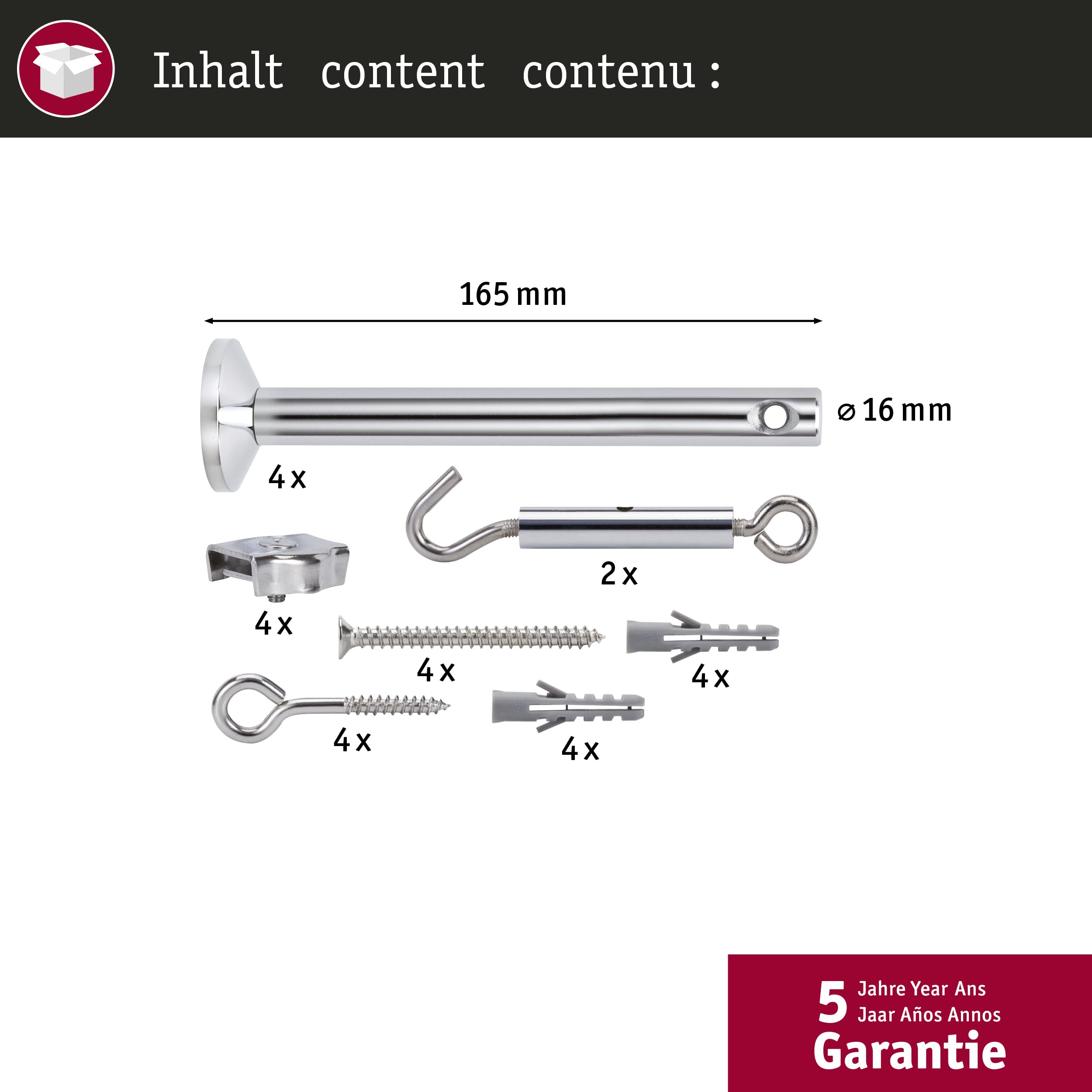 Paulmann 17834 Seilsytem Seil-Zubehör Spann-Montage-Set 165 mm Chrom Zubehör Halogen Seilsysteme 12V enthält Umlenker Seilösen