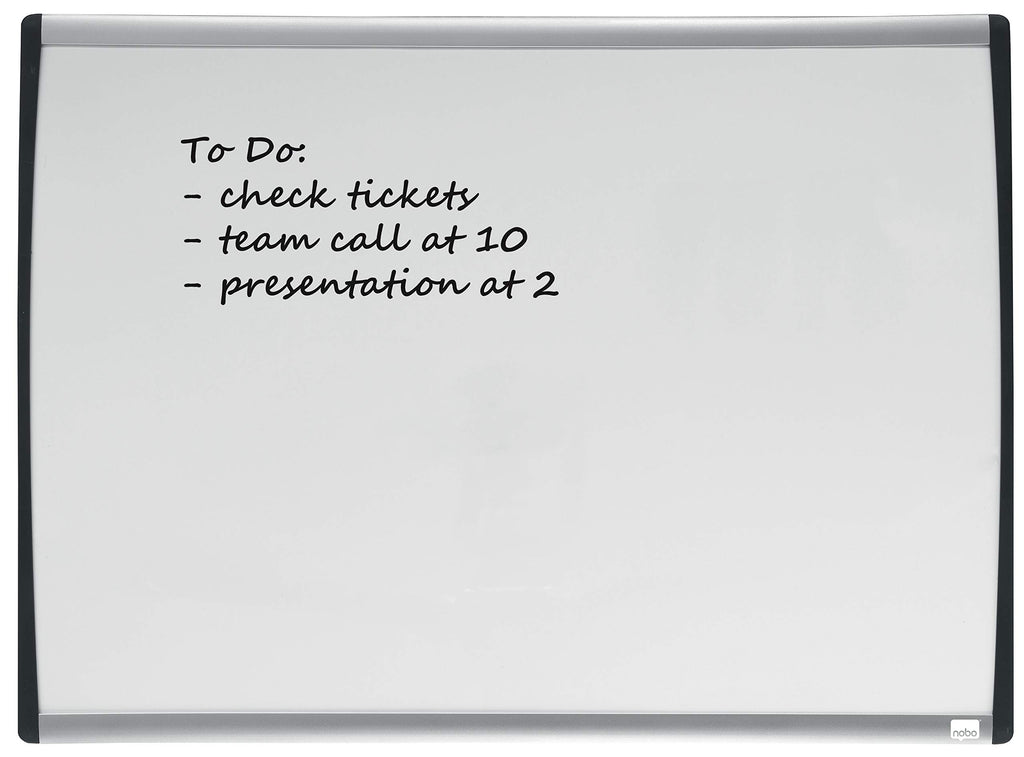 Nobo Kleines Magnetisches Whiteboard mit Gewölbtem Rahmen, Wandmontage, Inkl. Whiteboard-Marker, Magneten & Schaumstoff-Klebepads, Zuhause/Büro, 585 x 430 mm, 1903783