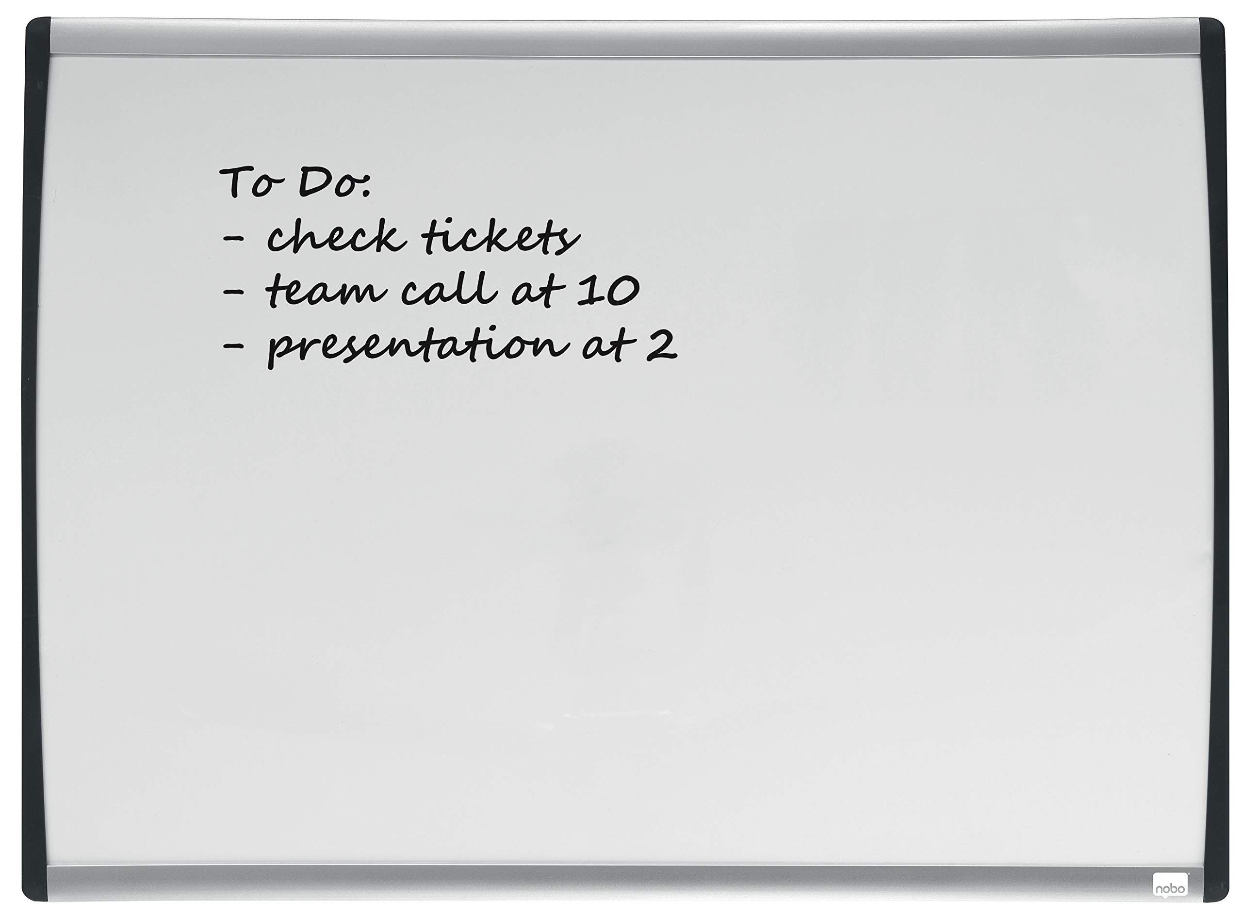 Nobo Kleines Magnetisches Whiteboard mit Gewölbtem Rahmen, Wandmontage, Inkl. Whiteboard-Marker, Magneten & Schaumstoff-Klebepads, Zuhause/Büro, 585 x 430 mm, 1903783