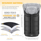 Orzbow Fußsack Kinderwagen Winter, Fußsack Buggy Fusssack Kinderwagen Baby Winter mit Wamres Korallen-Fleece, Reißverschluss, Anti-Rutschschutz & Reflektorstreifen, Universelle & Wasserdicht, Schwarz