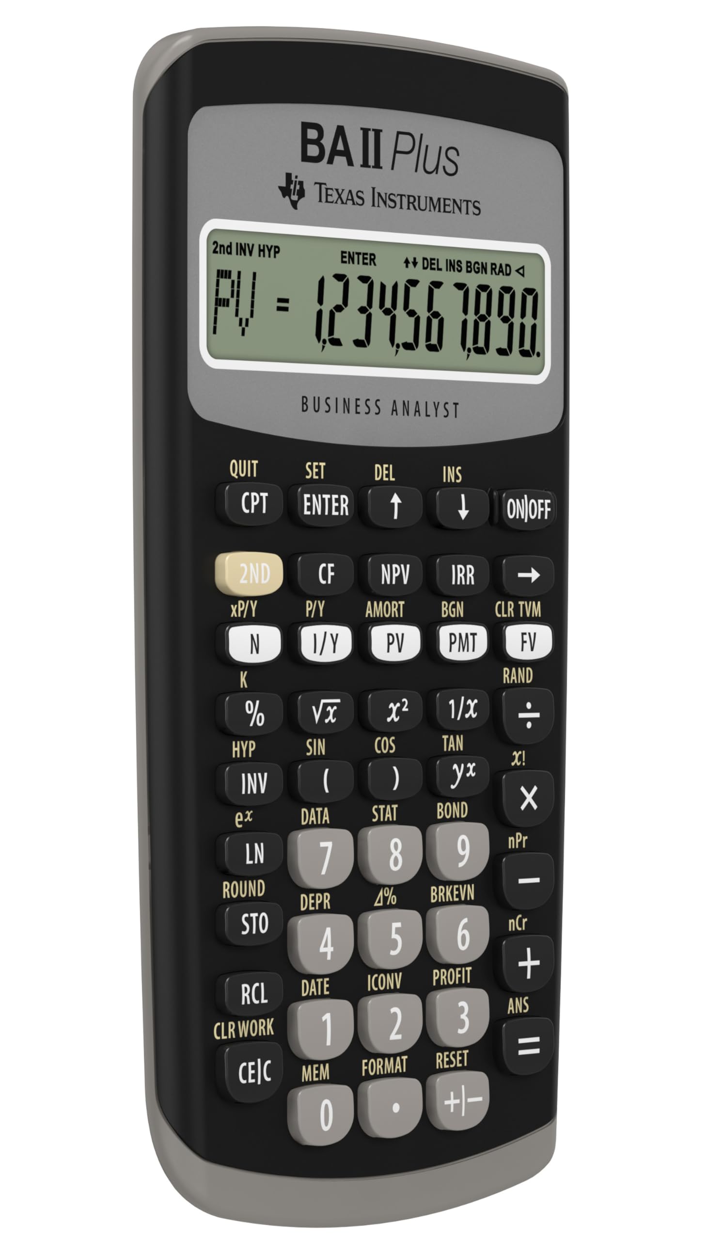 Texas Instruments BA II Plus Taschenrechner (Hosentasche, finanziell, Schwarz, Knöpfe, Akku)
