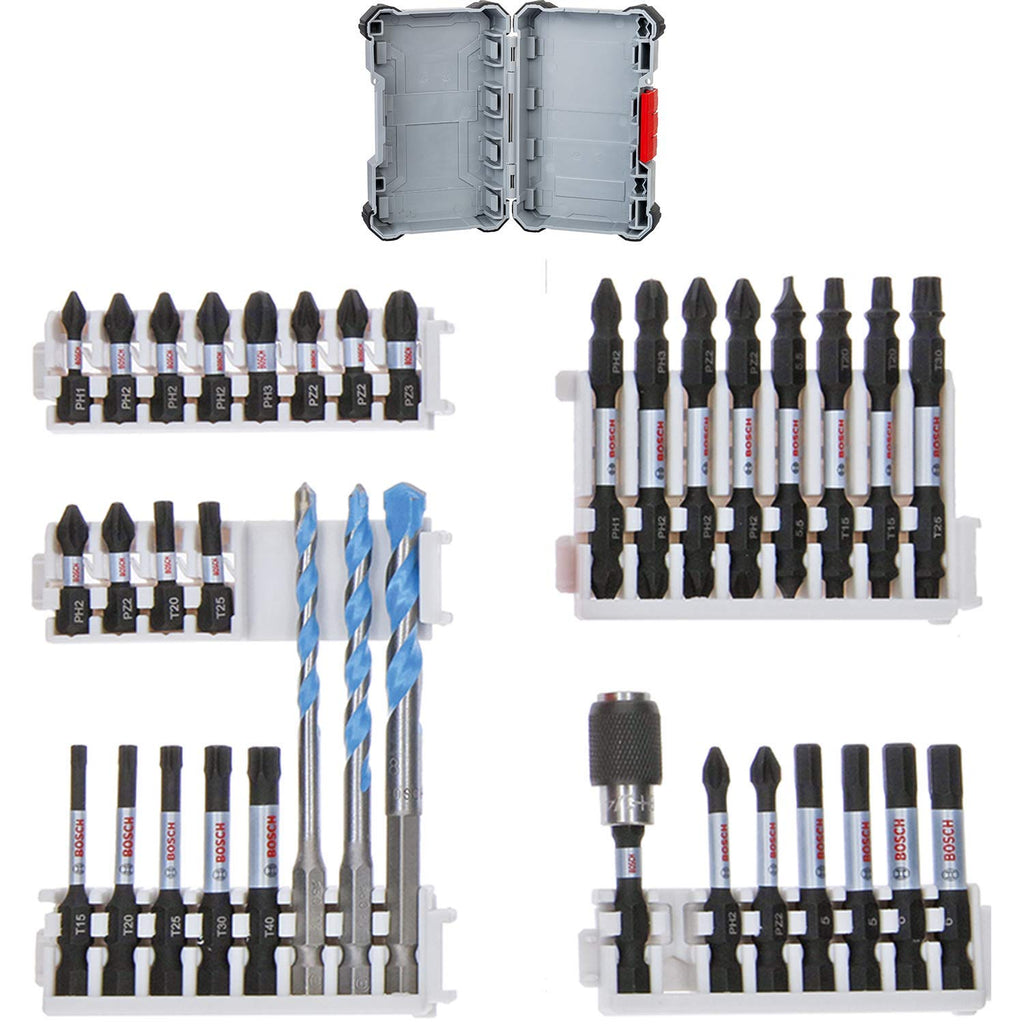 Bosch 35x PRO Impact Mixed Set, Amazon Exclusiv, 35-tlg. (für Beton, Weiche Fliesen, 108 x 168 mm, Professional Zubehör Bohrmaschine)