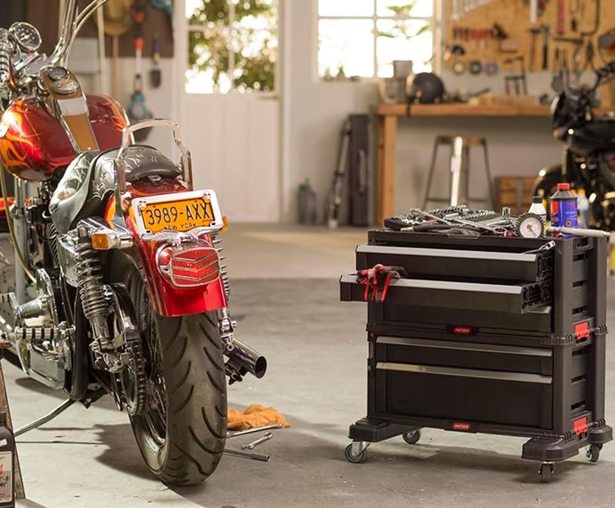 Keter Werkzeugwagen mit 5 Schubladen, schwarz, 56,2 x 28,9 x 50,2 cm