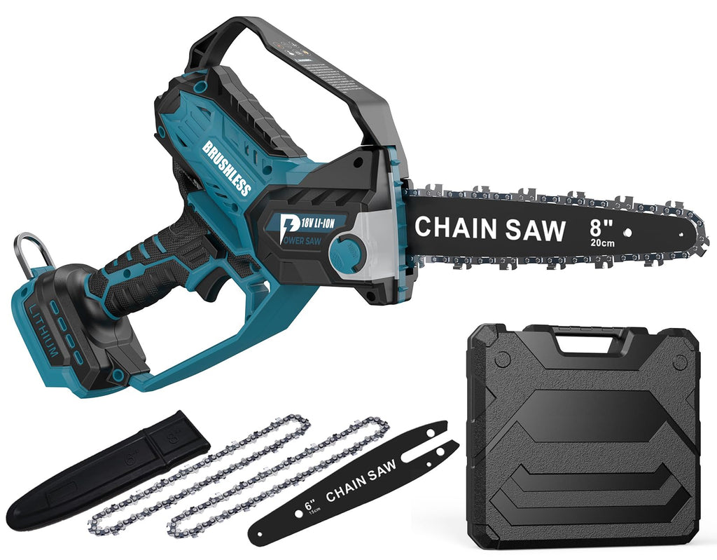 8-Zoll Kettensäge für Makita 18V Akku, automatischer Öler, bürstenlose 6-Zoll und 8-Zoll Akku Baumsäge, batteriebetriebene Mini-Kettensäge zum Holzschneiden und Baumbeschneiden (nur Werkzeug)