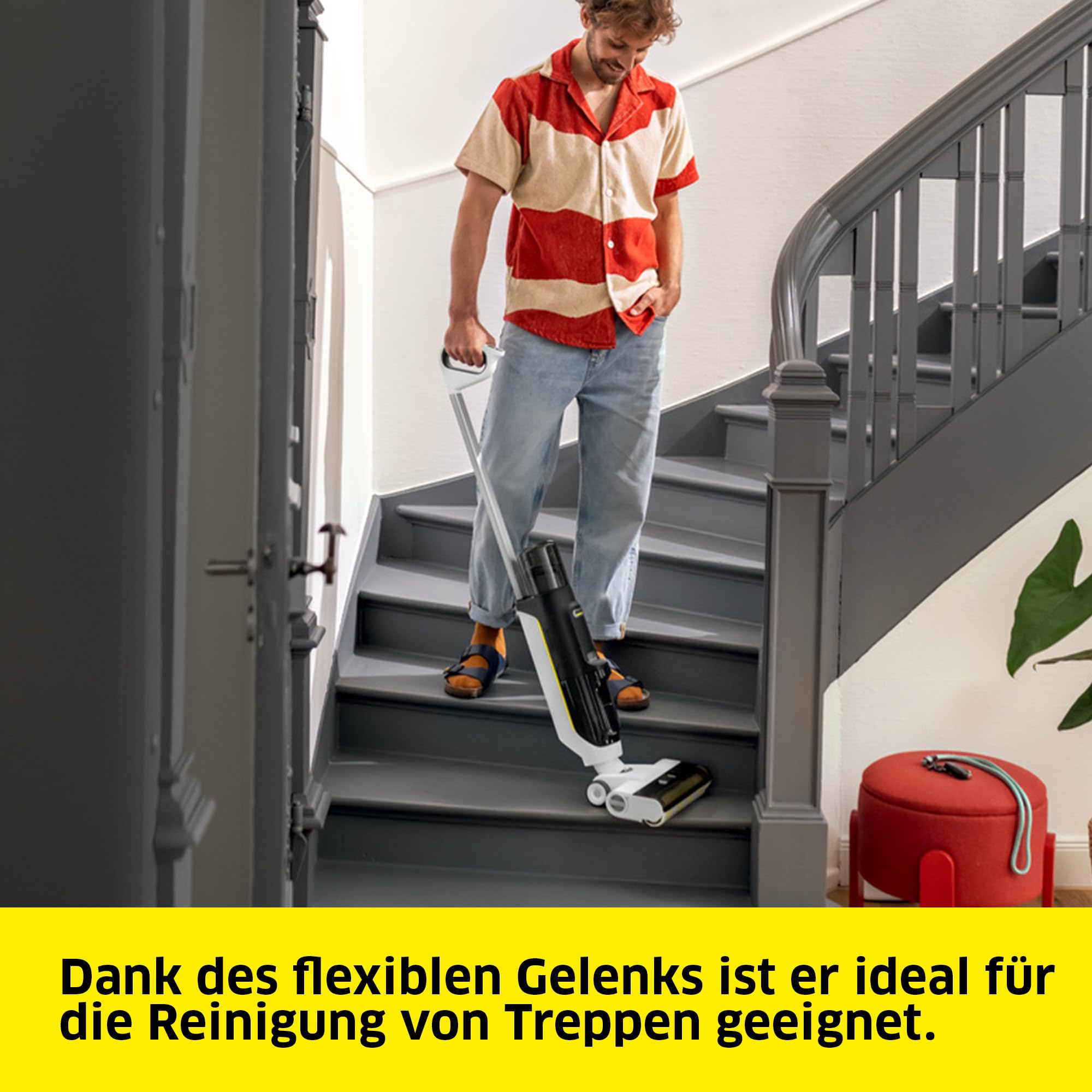 Karcher Saugwischer FCV 3, kabelloser Saugwischer mit 3 Reinigungsmodi, Akkulaufzeit: ca. 30 min, Flächenleistung pro Akkuladung: ca. 130 m², Weiß