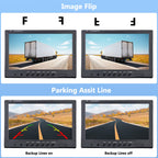 CAMECHO Rückfahrkamera 4 Kameras Set, 9" Monitor 4 Geteilte Rück und Vorder Kamera, Weitwinkel, IP68 wasserdicht, 18IR Nachtsicht, Rückfahrkamera funk für LKW/Anhänger/Bus/Van/Landwirtschaft(12V-35V)