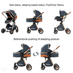 MoLi Kinderwagen 3 in 1, Kinderwagen mit Umkehrbarem Doppelschiebemodus, Buggy mit Großer Bequemer Babywanne, Kombikinderwagen 3 in 1 Rahmen Aluminiumlegierung Faltbar Hohe Landschaft (225 Khaki)