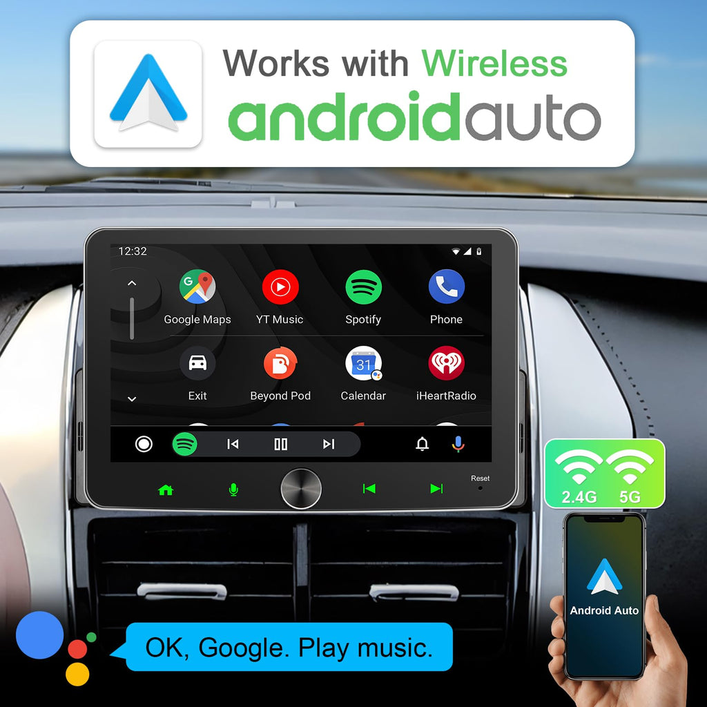 Android Autoradio 1din mit Navi 7 Zoll Bildschirm Android Auto & Wireless CarPlay Auto Radio Touch Display mit Bluetooth AM/FM WiFi GPS SWC RDS 2G+32G