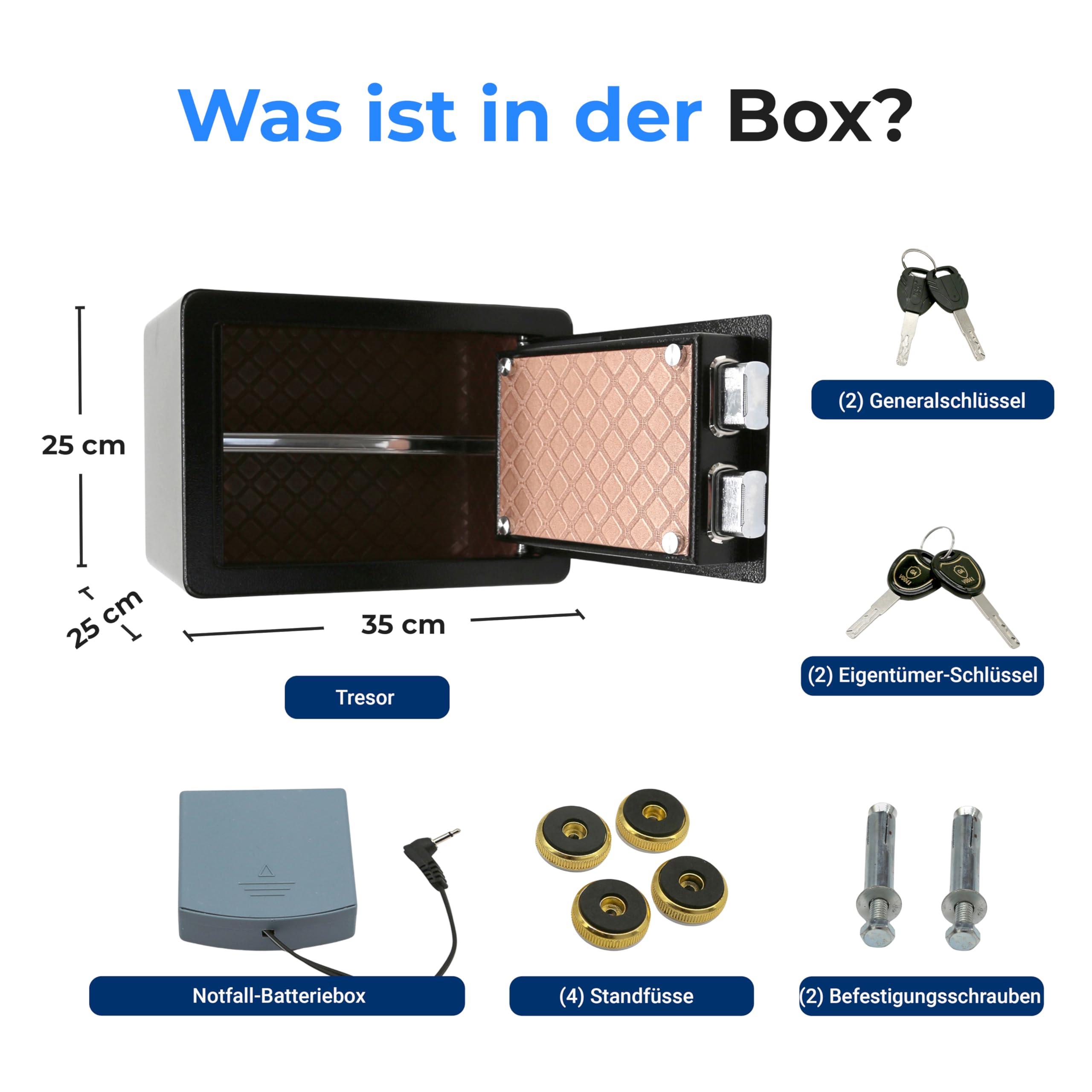 SereneLife 18L Tresor, Safe Für Zuhause Feuerfest & Wasserdicht, Digitaler Heimtresor mit Zugriff per Fingerabdruck, Möbeltresor mit Code & Schlüsseln, Safe Box für Wertsachen, Bargeld, Schmuck, Gold