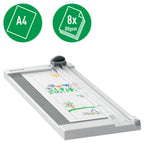Leitz Home Papierschneider A4, Für bis zu 8 Blatt, Schneidemaschine mit 305 mm Schnittlänge, Scharfe, gehärtete Stahlklingen, Optimal für Heim-, Bastel- oder Hobbygebrauch, 90250000