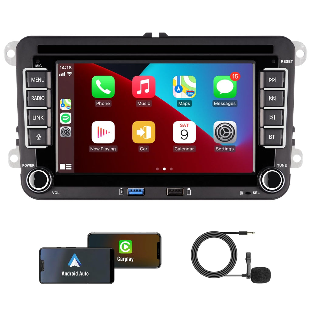 KTTCORLP Linux Autoradio Mit Bildschirm für Golf 5 6 VW Polo 6R T5 Passat Touran Seat mit Navi FM/AM, WLAN, Apple Carplay, Android Auto, Lenkrad Strg, DAB AutoTouch Display 7 Zoll