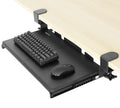 VIVO Kleine Klemmhalterung für Computertastatur und Maus zum Montieren unter dem Schreibtisch, kompakt, 50 (66 inkl. Klemmen) x 27,9 cm, ausziehbare Plattformschublade, schwarz, MOUNT-KB05ES