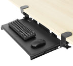 VIVO Kleine Klemmhalterung für Computertastatur und Maus zum Montieren unter dem Schreibtisch, kompakt, 50 (66 inkl. Klemmen) x 27,9 cm, ausziehbare Plattformschublade, schwarz, MOUNT-KB05ES
