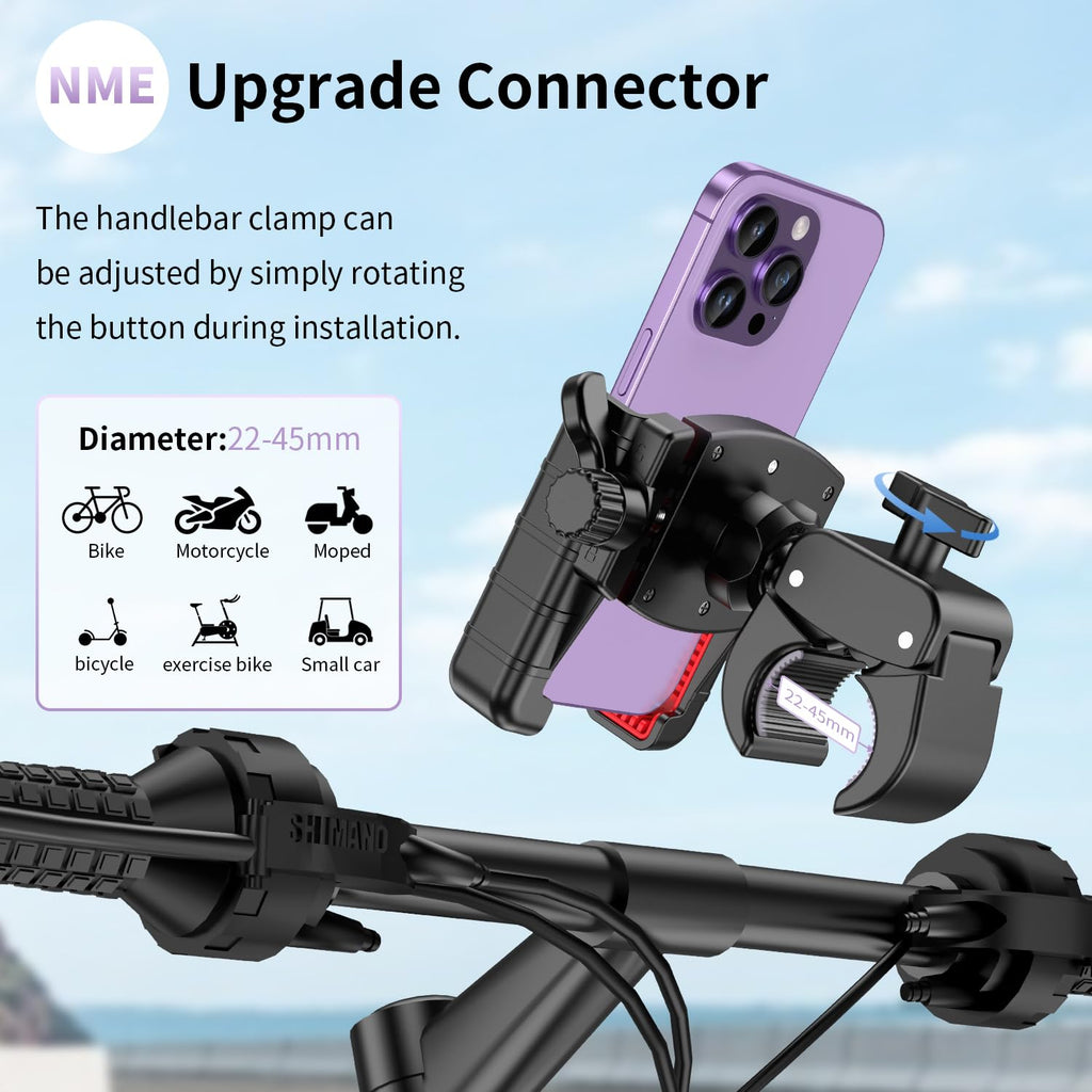 GEJIN Handyhalterung Fahrrad, 360° Smartphone Handyhalterung Motorrad，e Scooter Handyhalterung ebike Roller Halter Lenker Fahrrad Handyhalter, für 4.5-7.0 Zoll iPhone & Android Smartphones