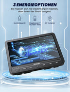 10,5 Zoll DVD Players Auto 2 mit HDMI-Eingang, 5-Stunden-Akkulaufzeit, DVD-Player Auto, USB/TF-Karte, Speicherkapazität, Wiedergabe gleicher/verschiedener Filme, Regionsfrei