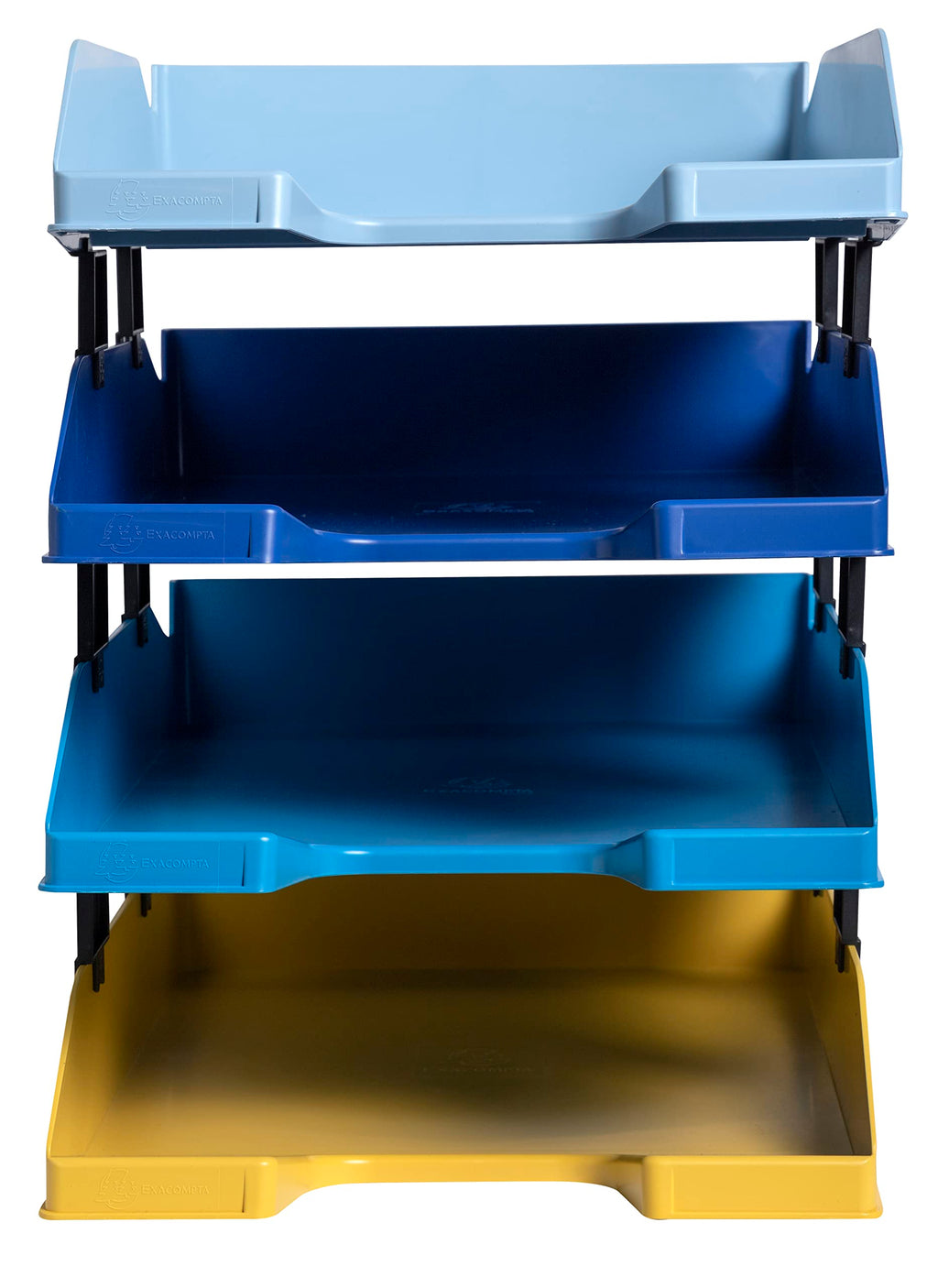 Exacompta 113202SETD 4er Pack Briefablage BeeBlue aus Recycling-Kunststoff DIN A4. Ideale Briefkörbe für Ihre Organisation. Stapelbare Ablagekörbe farbig sortiert Blauer Engel Combo Midi