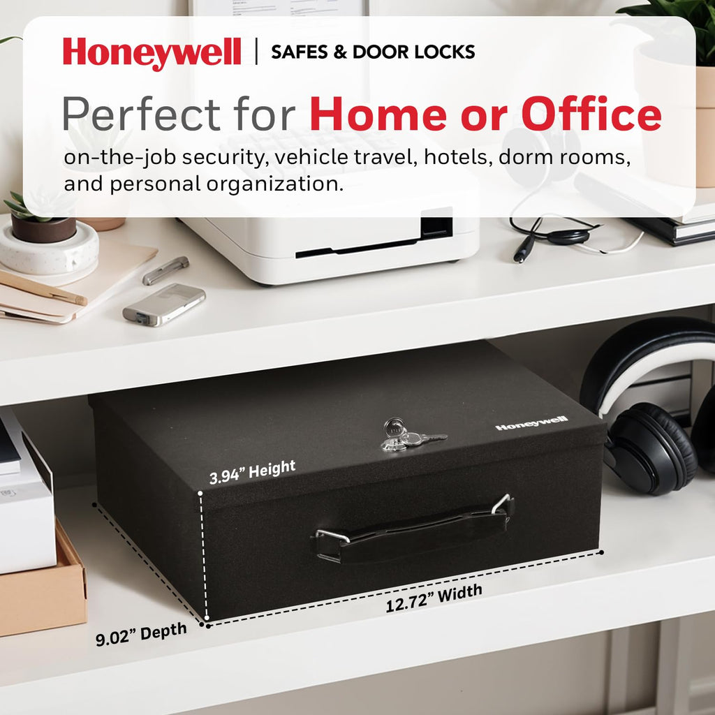 Honeywell 6104 Tresor Feuerhemmender Minisafe Dokumentenkassette, 5 L mit Schlüsselschloss