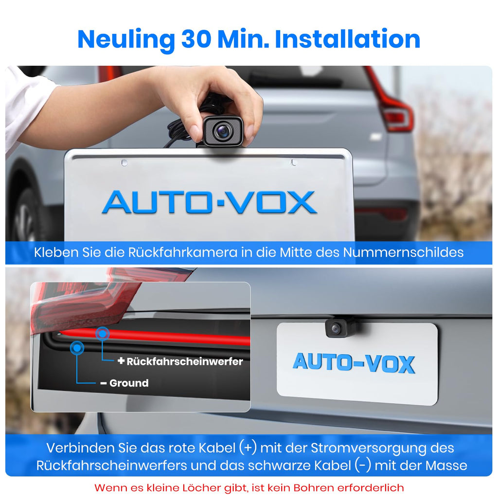 AUTO-VOX W7 5“ LCD Kabellos Digital Rückfahrkamera Set, mit eingebautem Funksender, Wireless Einparkhilfe, Wasserdicht IP68 Nachtsicht