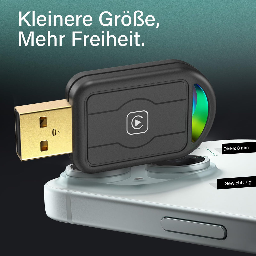 Tadcov Mini Carplay Wireless Adapter für iPhone & Apple, Auto Connect, Verwandelt Kabel in Wireless, Plug-and-Play, kompakter USB-Dongle für Autos mit Apple CarPlay (iOS 10+, ab 2015), 1 Pcs