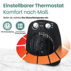 Emerio FH-106737.2, Note 1.5, kleiner kompakter portabler Heizlüfter für 25 m², 2 Heizleistungen + Ventilatorfunktion, verstellbarer Thermostat, Sicherheitsschalter, Handgriff, 2000 Watt, Anthrazit