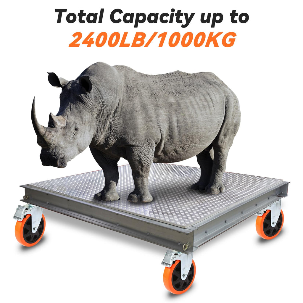 W B D WEIBIDA Schwerlastrollen 150mm, 4 Rollen mit Bremse Doppelverriegelung Tragkraft 1000KG, Langlebige, Leise und Robuste Möbelrollen, Polyurethan Rollen Groß für Werkbänke und Industrielle