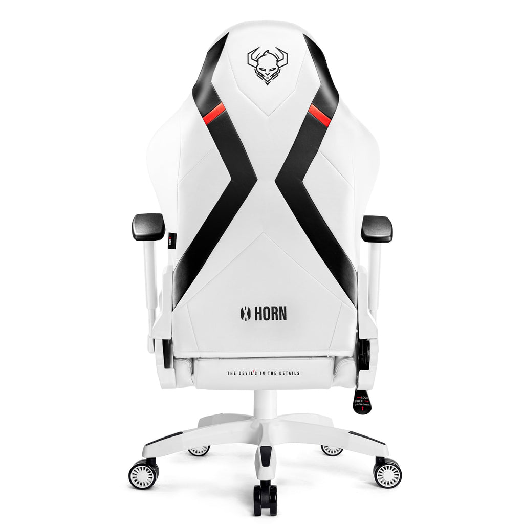 Diablo Gaming Stuhl X-Horn 2.0 Bürostuhl Gamer Chair Schreibtischstuhl 3D Armlehnen Ergonomisches Design Nacken/- Lendenkissen Kunstleder Wippfunktion Weiß King (XL)