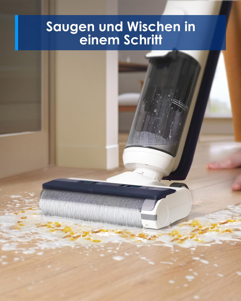 Tineco iFLOOR 5 Breeze Complete Nass Trockensauger, EIN-Schritt-Reinigung für Hartböden, Kantenreinigung <0.5cm, Dreifache Batterielebensdauer, Selbstreinigung, Leichtes Kabelloses Saugwischer, Blau