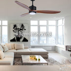 Ovlaim 132cm Walnuss Holz Deckenventilatoren mit Beleuchtung Fernbedienung, 3-Blatt-Propeller Smart Deckenventilator für Indoor Outdoor, hoher Luftstrom leiser DC-Motor