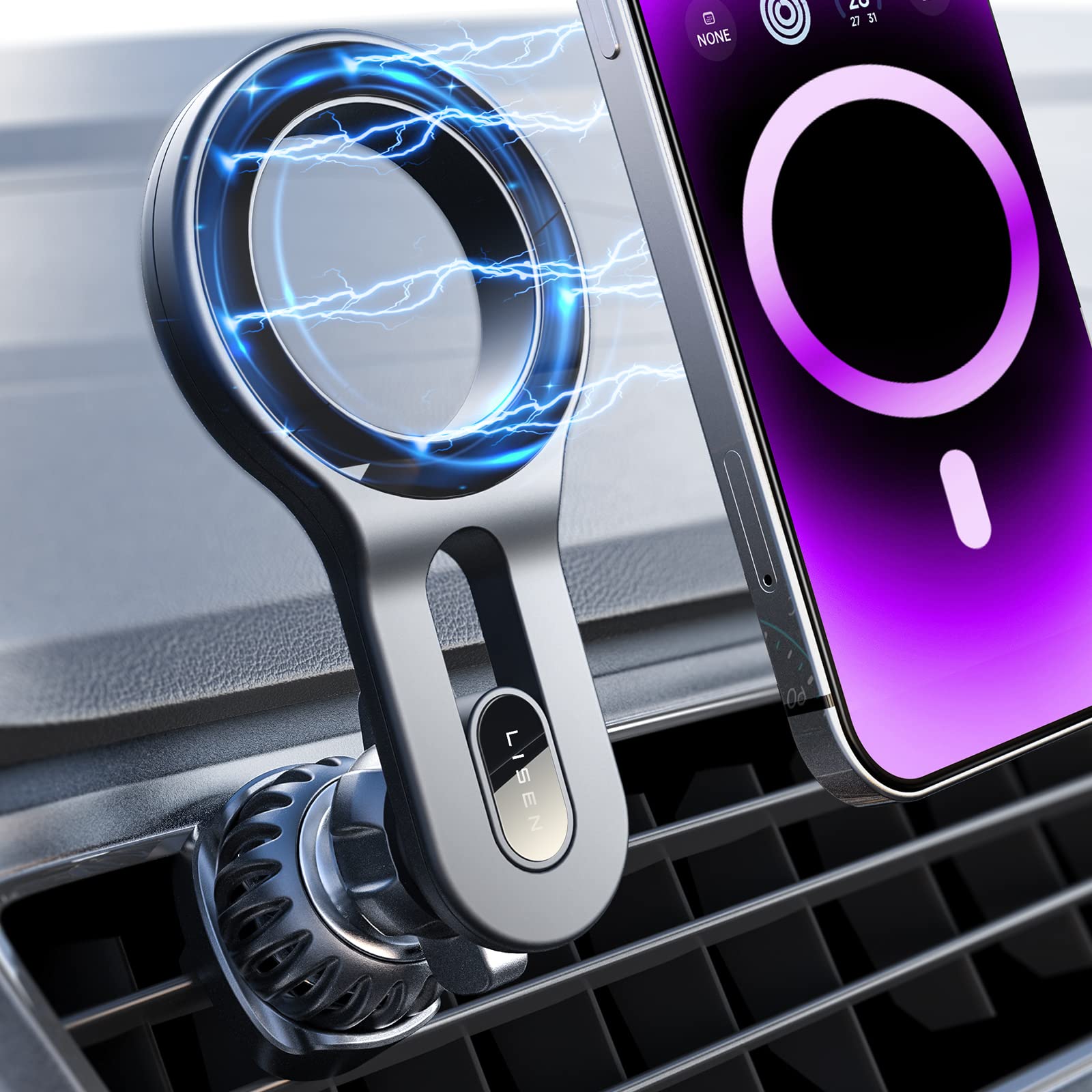 LISEN für Magsafe Autohalterung - [Luftauslass Frei] 20X N52[ 20N Magnet] Magnet Handyhalterung Auto für Lüftung, Navigationsgeräte Halterung Handy Auto für iPhone 17 Pro Max Air 16 Plus Magsafe Hülle