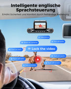 AZDOME 4 Kanal 4K dashcam Auto 360 Grad mit 128GB eMMC, 2.5K+3 * 1080P Dashcam, 5G WiFi, Sprachsteuerung Dashcam Auto Vorne Hinten, IR Nachtsicht, Parkmodus, Erinnerung bei Müdigkeit am Steuer