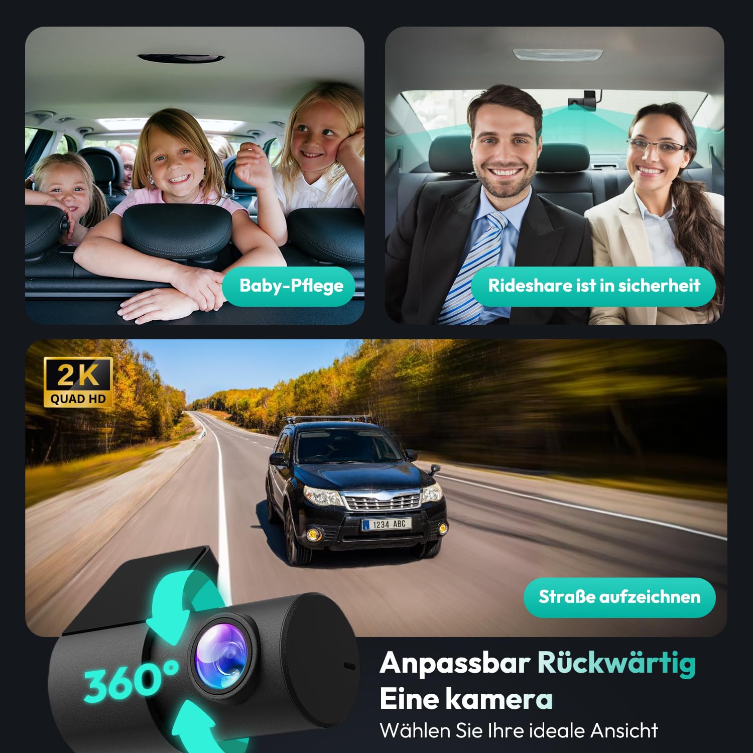 BOTSLAB Dashcam Auto Vorne Hinten 4K+2K mit GPS WiFi und Hardwire-Kit, Dash Cam Auto Kamera mit ADAS, Kostenlose 64-GB-Karte, 24/7 Parküberwachung, 2,45" IPS, Nachtsicht, WDR, 170°Weitwinkel