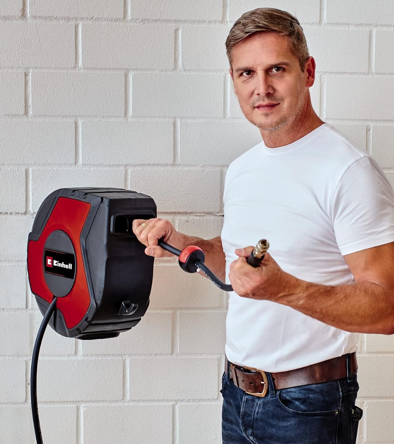 Einhell Druckluft-Schlauchtrommel TC-PH 150 (Schlauchlänge 15 m + 1,5 m Anschlussschlauch, Schlauchinnendurchmesser 9 mm, max. Betriebsdruck 16 bar, inkl. Wandhalterung)