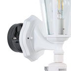 EGLO Außen-Wandlampe Laterna 5, 1 flammige Außenleuchte inkl. Bewegungsmelder, Sensor-Wandleuchte aus Aluguss und Glas, Farbe: Weiß, Fassung: E27, IP44