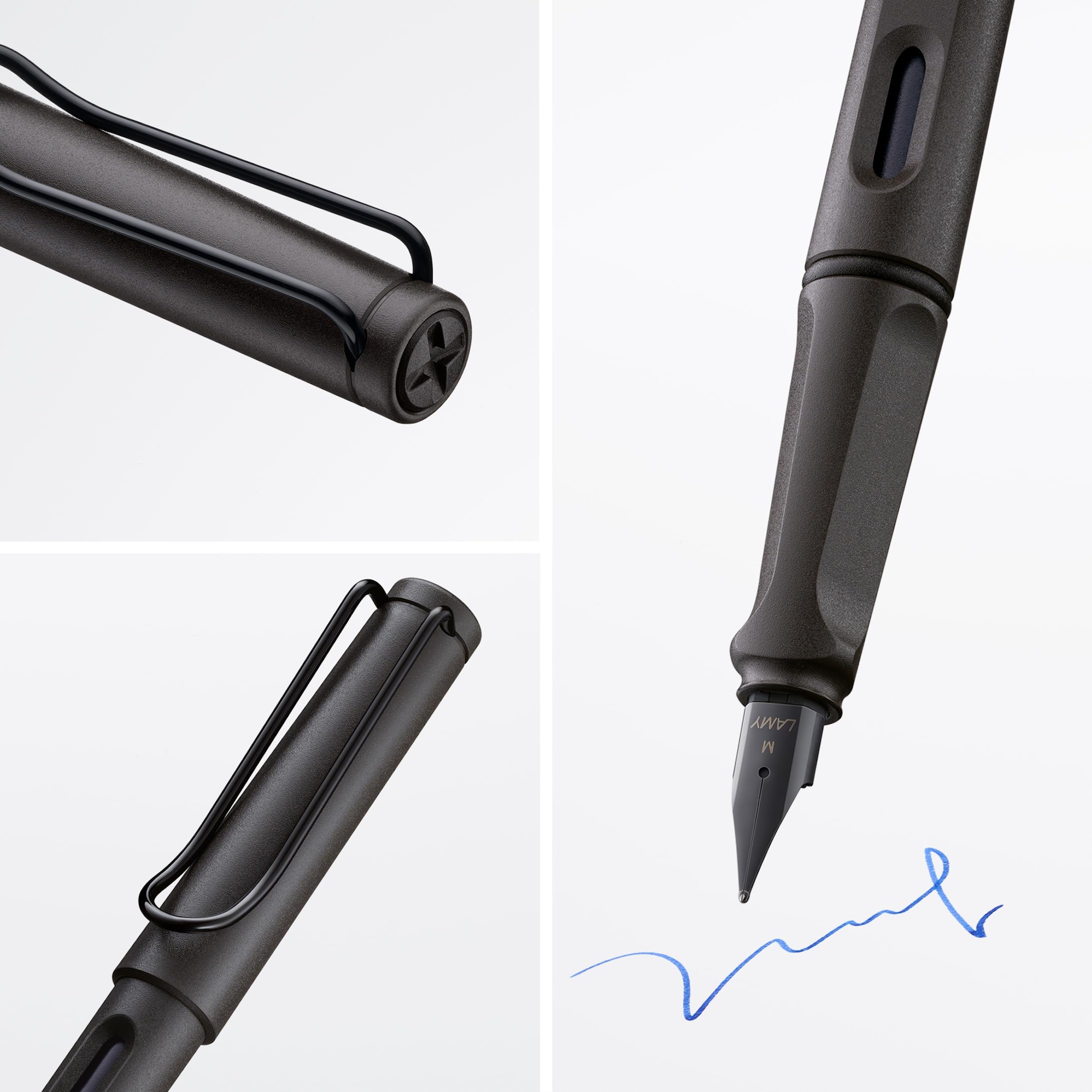 Lamy safari umbra Füller - Füllhalter mit ergonomischem Griff & schwarzer Stahlfeder in Strichbreite M - robuster ASA-Kunststoff - inkl. Tintenpatrone T 10 blau - Rechtshänder