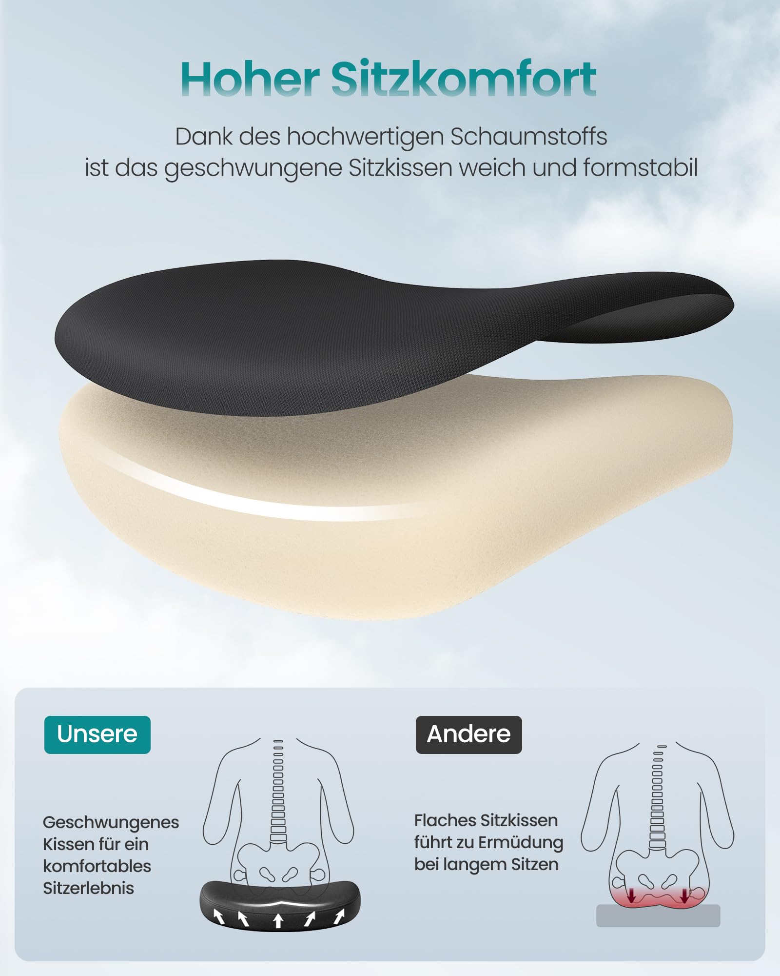SONGMICS Bürostuhl, Schreibtischstuhl, ergonomische Rückenlehne, höhenverstellbar, hochklappbare Armlehnen, Drehstuhl mit Kopfstütze, bis 150 kg belastbar, tintenschwarz OBN088B01
