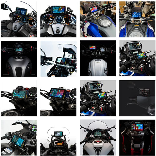 AIO-5Play Motorcycle Carplay Android Auto GPS Navigation System, 5" IPS LCD 60FPS, 5G Wi-Fi BT, IP68 Waterproof, Support Siri Google Assistant, Dedicated App