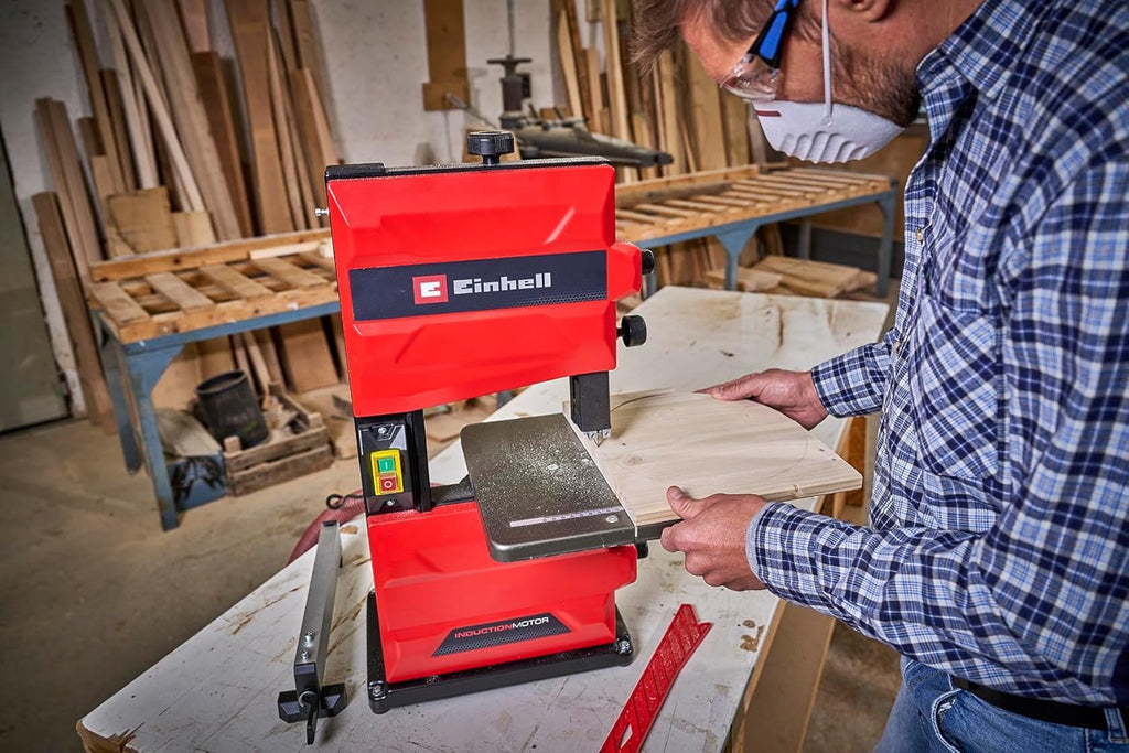Einhell Bandsäge TC-SB 200/1 (werkzeugloser Sägeblattwechsel, Parallelanschlag, Höhenverstellung, kugelgelagerte Führung, Tisch stufenlos neigbar)