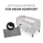 hauck Kinderreisebett Sleep N Play Center mit Neugeboreneneinhang, Wickelauflage, Tragetasche, Rollen, Schlupf, Klein Zusammenklappbar, Baby Reisebett Kleinkind ab Geburt bis 15 kg (Teddy Grey)