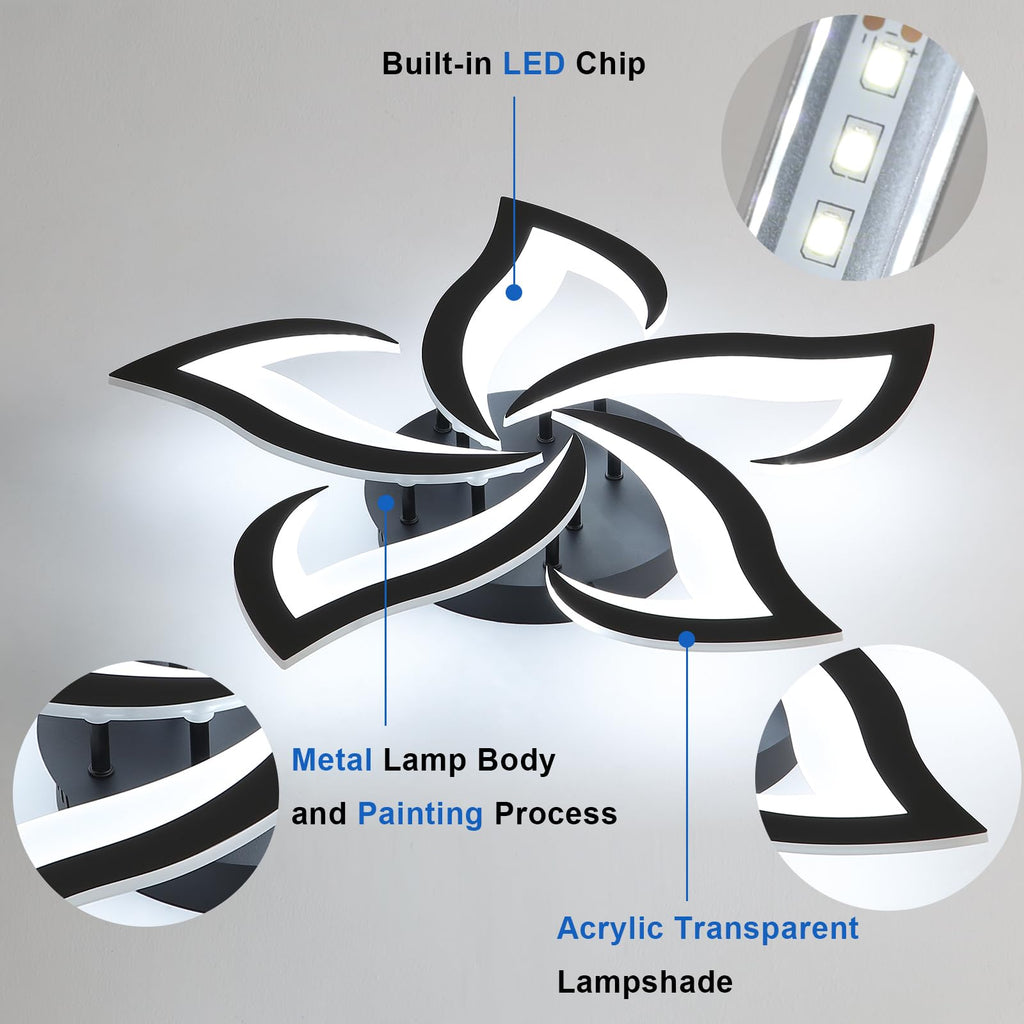 Comely Deckenlampe Led, Deckenleuchte Dimmbar, 40W 4200LM 3000k-6500k Mit Fernbedienung/APP, Moderne Deckenlampe für Wohnzimmer, Schlafzimmer, Kinderzimmer,Schwarz