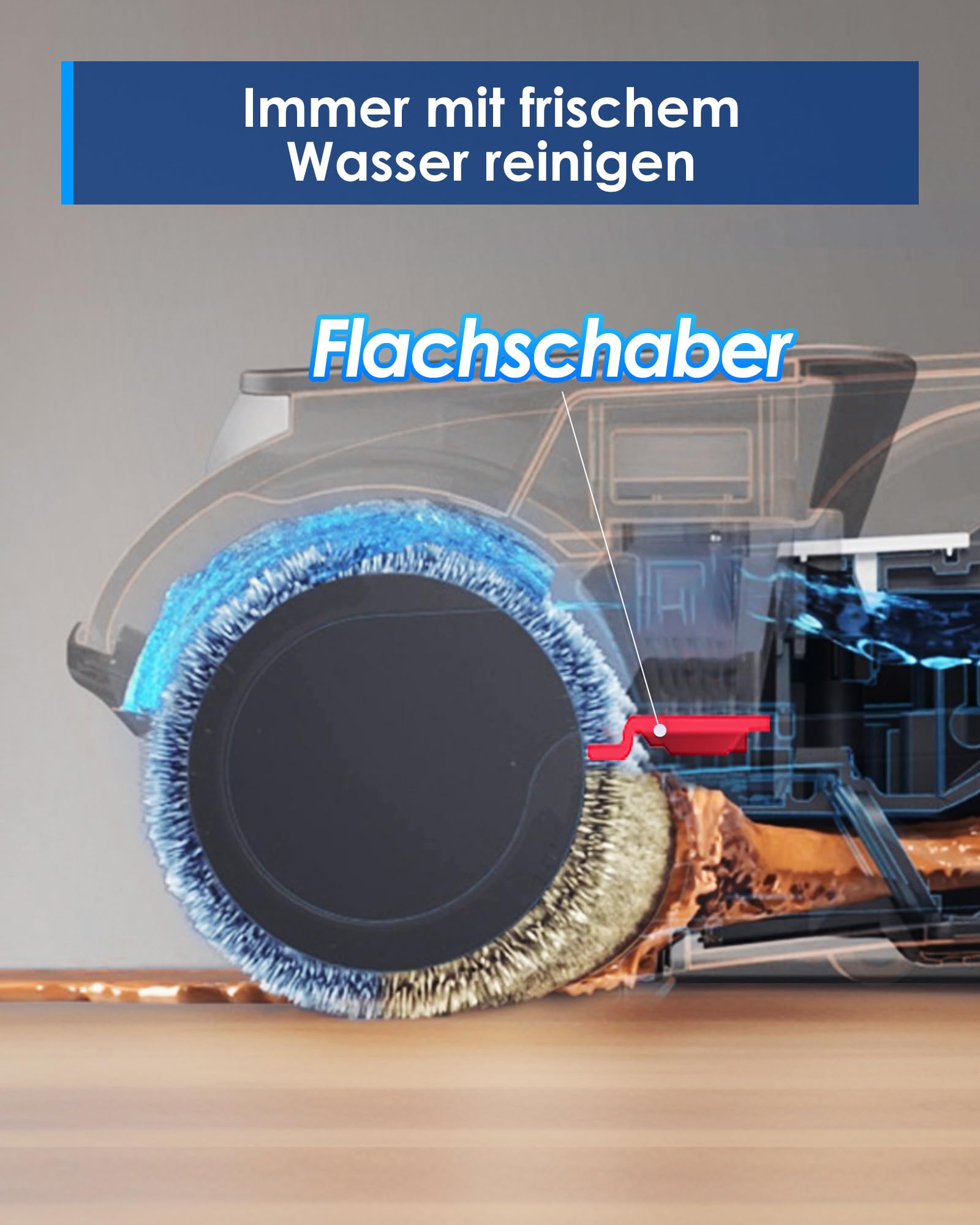 Tineco iFLOOR 5 Breeze Complete Nass Trockensauger, EIN-Schritt-Reinigung für Hartböden, Kantenreinigung <0.5cm, Dreifache Batterielebensdauer, Selbstreinigung, Leichtes Kabelloses Saugwischer, Blau