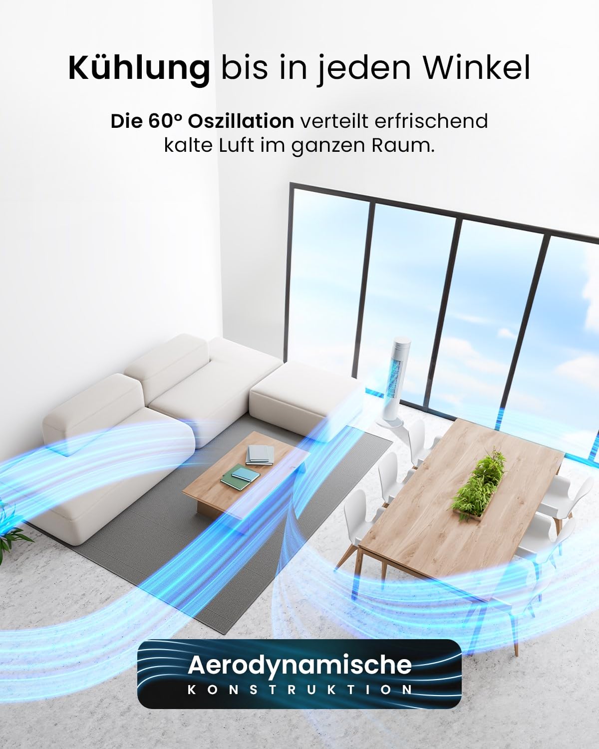 Pro Breeze Turmventilator mit Fernbedienung, 76cm Höhe - Ventilator 65° Oszillation, Timer, 3 Geschwindigkeiten – Leistungsstarker & energieeffizienter Ventilator leise für Schlafzimmer und Büro