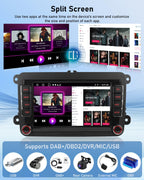 NHOPEEW 7 Zoll 2 + 64G Android Autoradio für VW Passat b6 b7 Golf 5 6 Jetta T5 EOS Polo Touran Seat Sharan - Unterstützung Drahtlos Carplay & Android Auto WiFi GPS FM RDS Mirror Link + Rückfahrkamera
