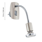 EGLO Steckdosenspot Mini, 1 flammige Steckerleuchte, Steckdosenlampe aus Stahl, Farbe: Nickel matt, chrom, Fassung: GU10, inkl. Schalter und Flexarm